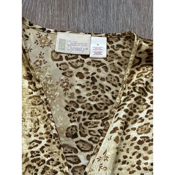 California Dynasty vintage lace animal print short  satin robe M - Picture 4 of 6